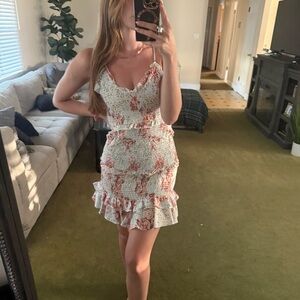 Zara | Floral Mini Dress - Red and White